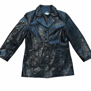 Vintage Black 🐍 snake skin leather suede Jacket. Dennis basso size small.